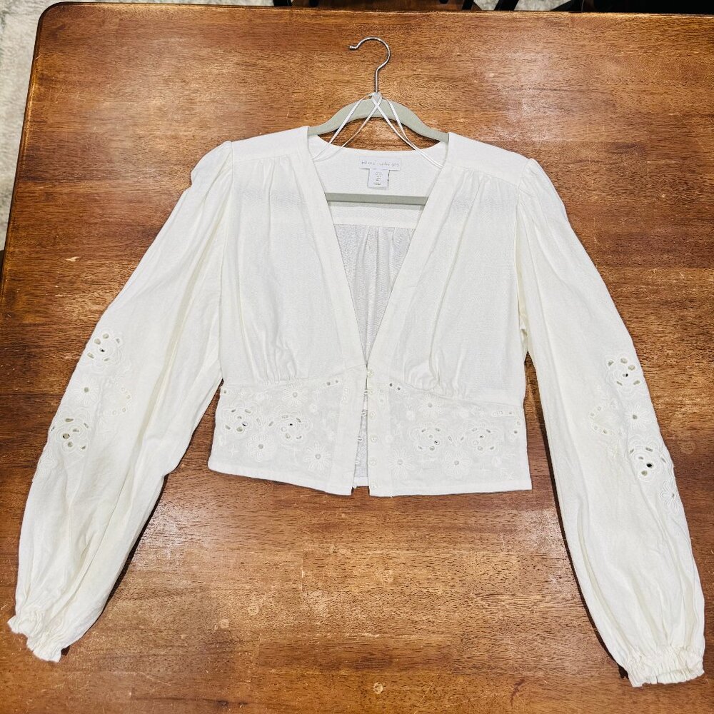 House of Harlow 1960 Cream Embellished Crop Blouse
